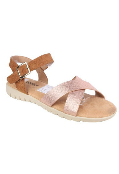 Lightweight Low Wedge Tan & Champagne Sandal