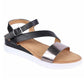 Lightweight Low Wedge Black & Pewter Sandal