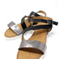 Lightweight Low Wedge Black & Pewter Sandal