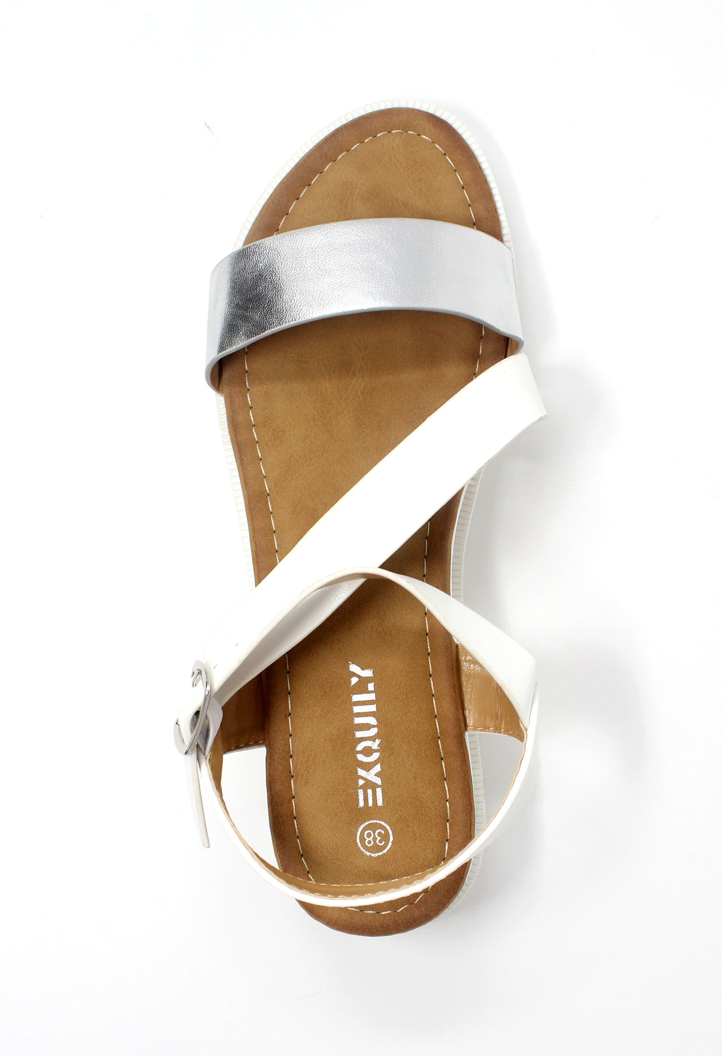 Lightweight Low Wedge White & Silver Sandal