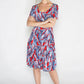 Abstract Red Leaf Print Swing Dress