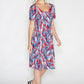 Abstract Red Leaf Print Swing Dress