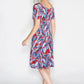 Abstract Red Leaf Print Swing Dress