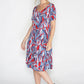 Abstract Red Leaf Print Swing Dress