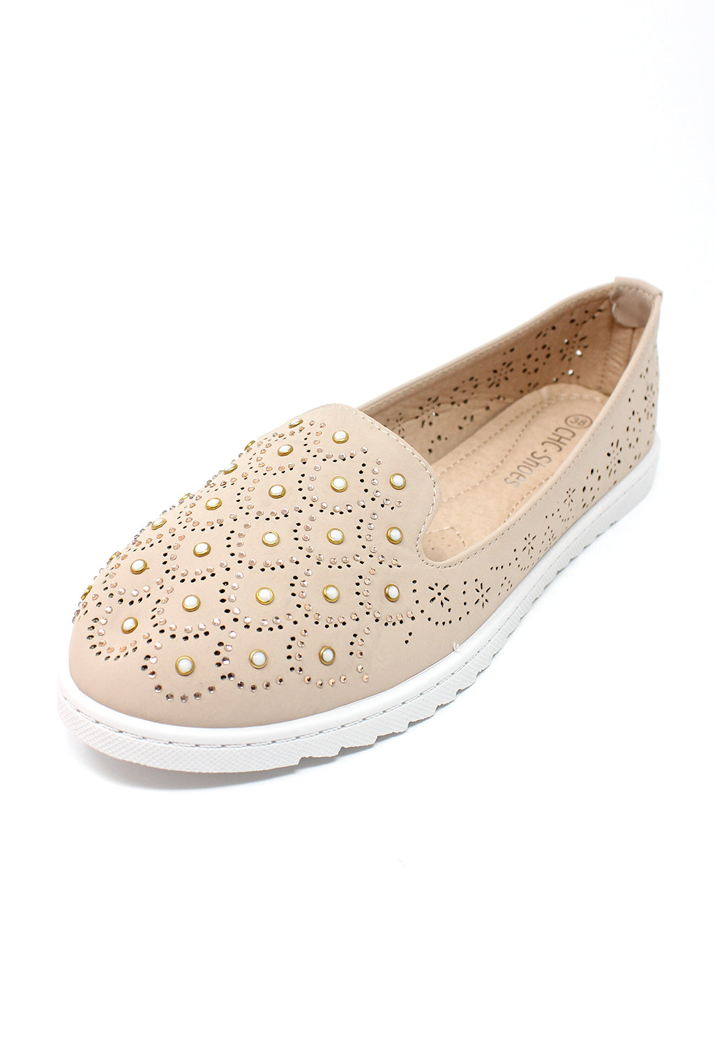 Beige Lightweight Pump with Decorative Stones