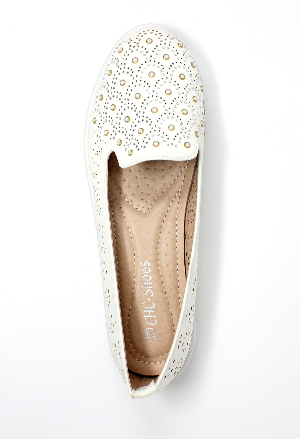 White Lightweight Pump with Decorative Stones