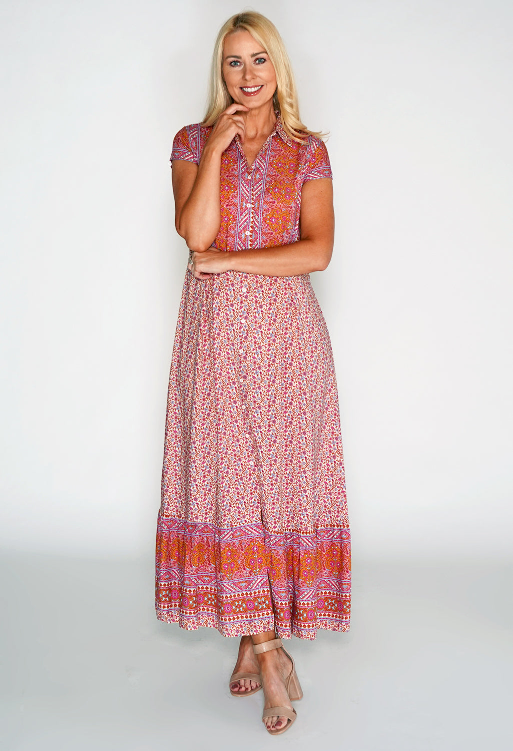 Paisley Contrast Maxi Dress