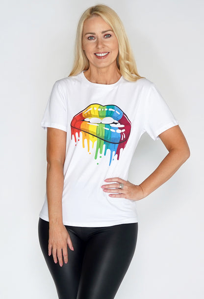 Rainbow Lips Graphic T Shirt