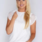 White Lace Circle Print Top