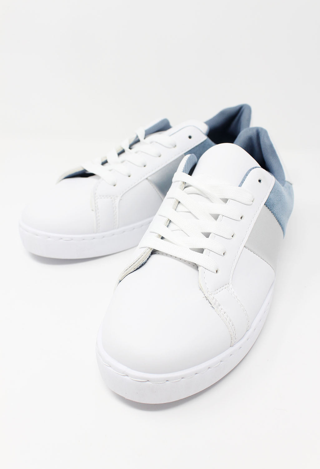 White Trainer with Blue & Silver Panel