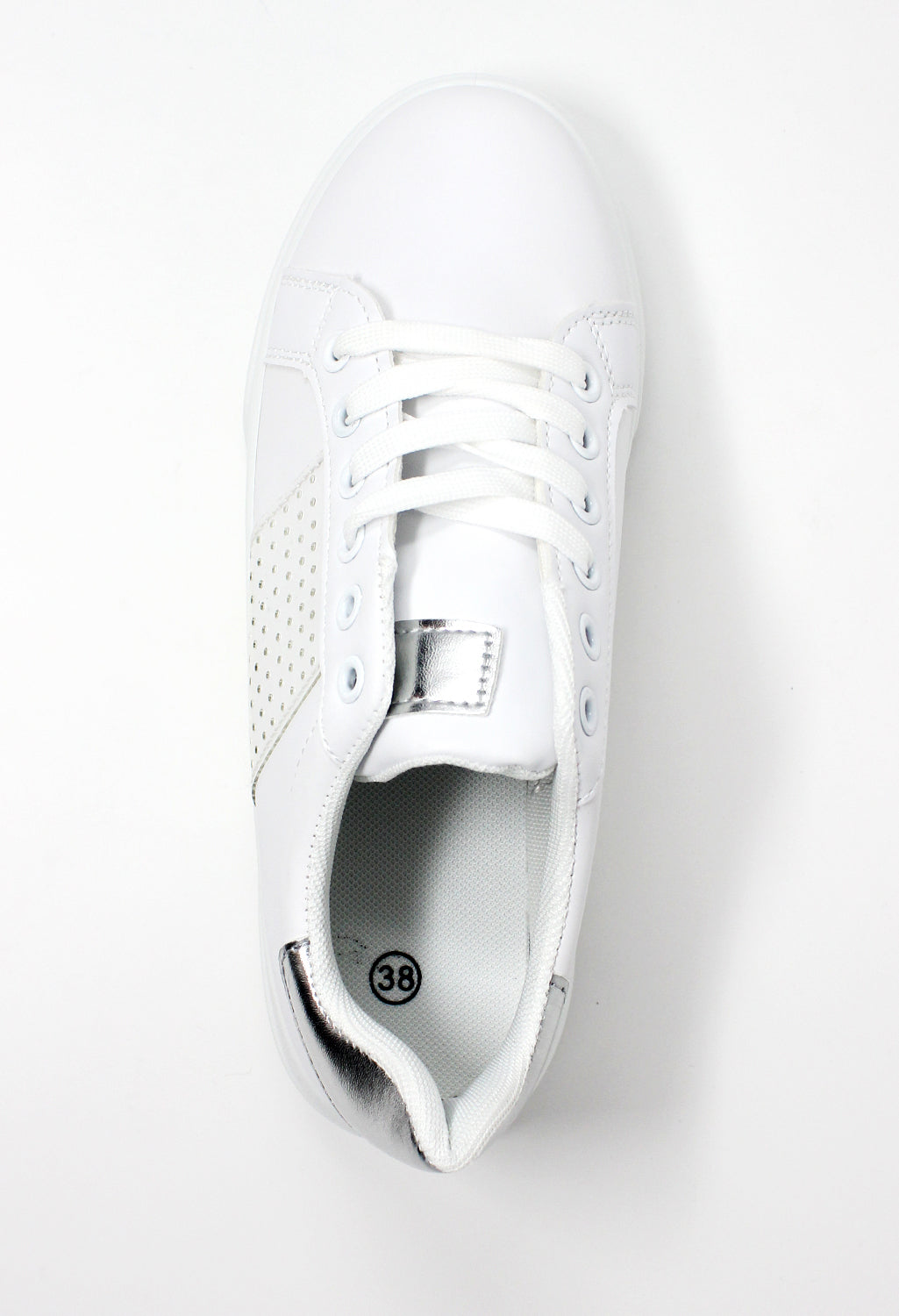 Lightweight White 6 Eye Laced Trainer