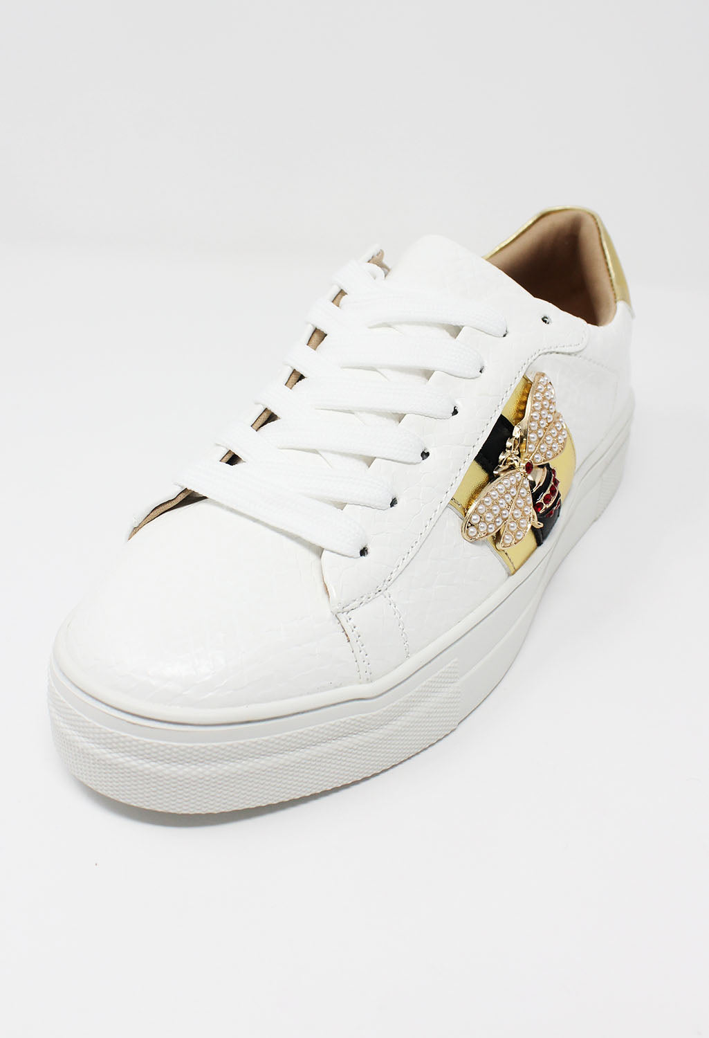 White with Gold Laced Trainer