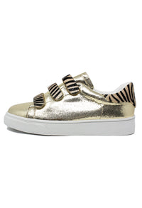 Gold Trainer with Zebra Velcro Straps