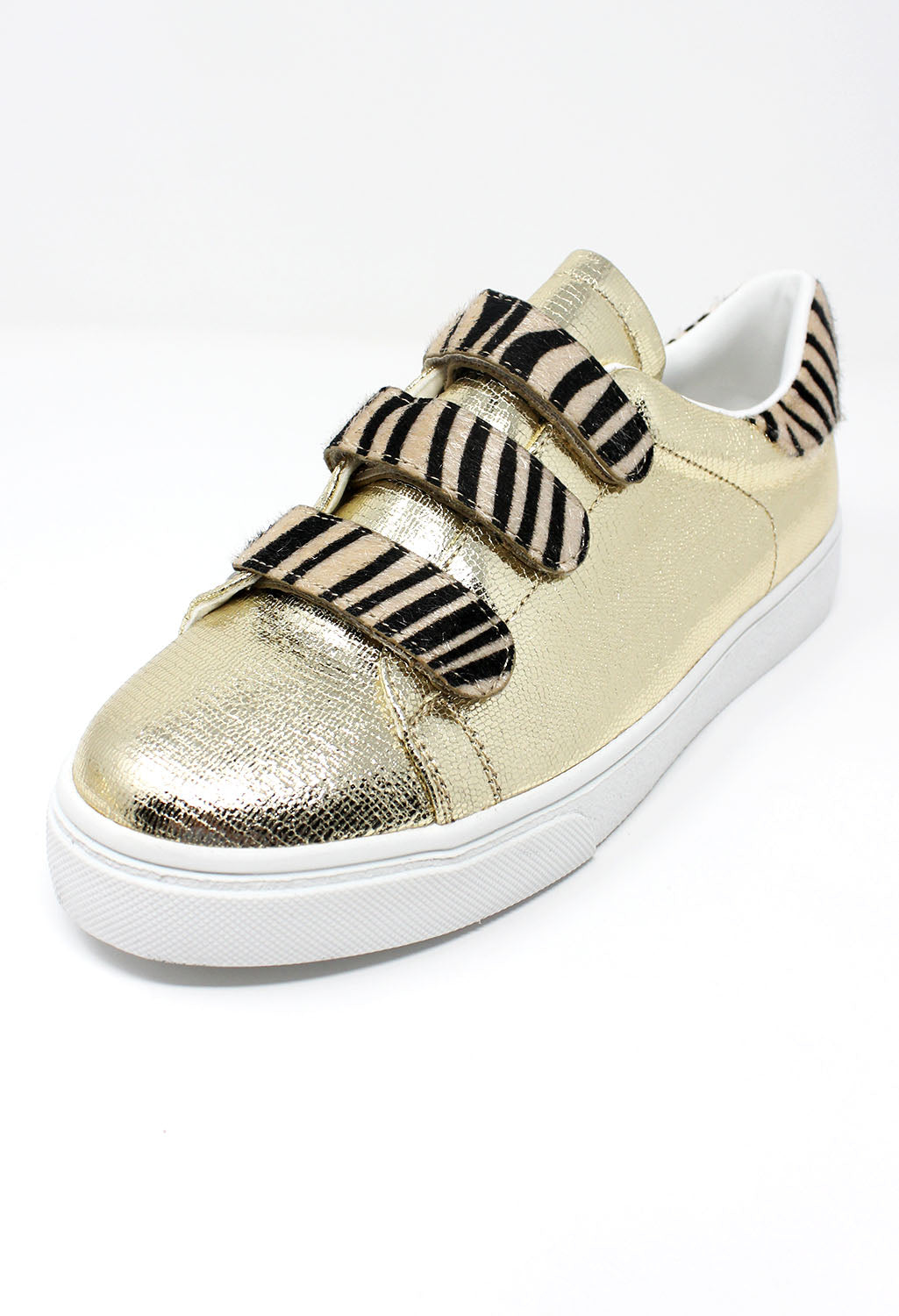 Gold Trainer with Zebra Velcro Straps