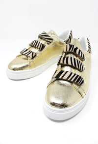 Gold Trainer with Zebra Velcro Straps