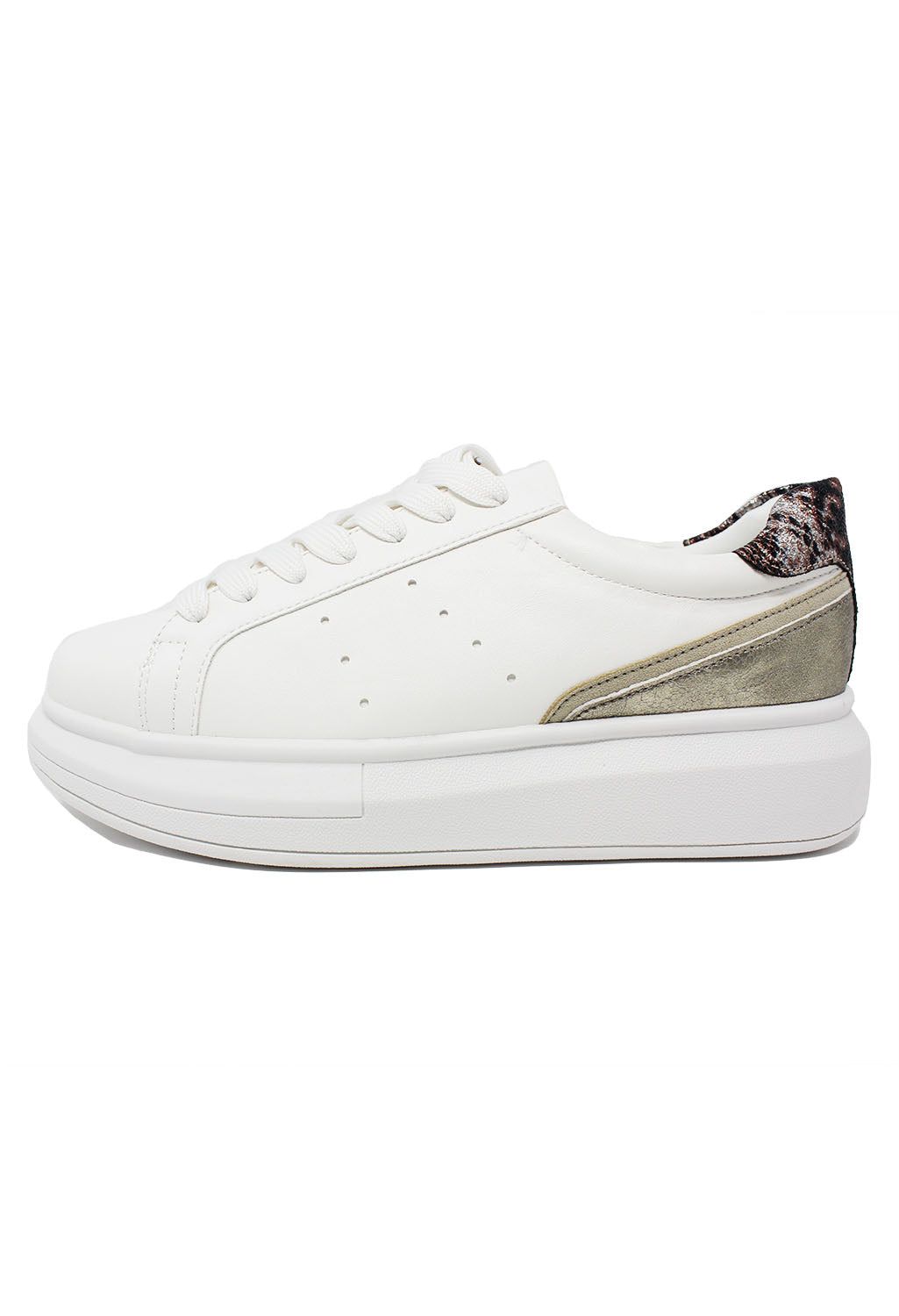 White with Metallic detail Laced Trainer