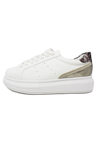 White with Metallic detail Laced Trainer