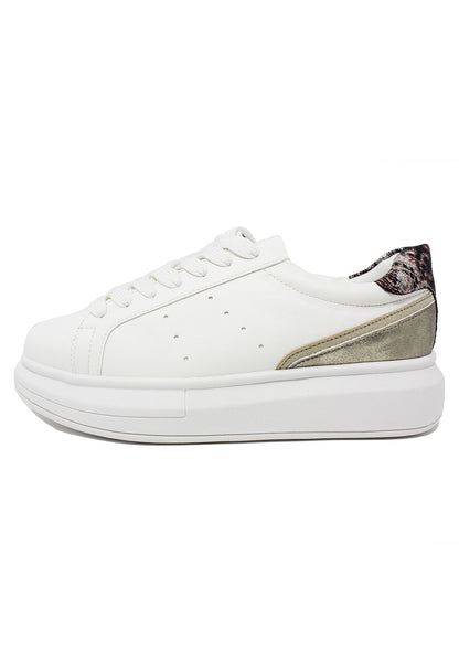 White with Metallic detail Laced Trainer