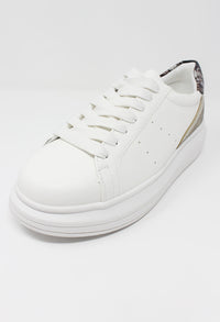 White with Metallic detail Laced Trainer