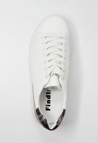 White with Metallic detail Laced Trainer