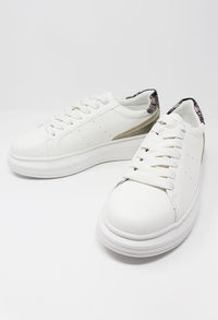 White with Metallic detail Laced Trainer