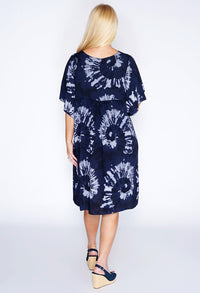 Navy Tie Dye Smock Dress