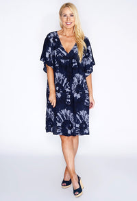 Navy Tie Dye Smock Dress