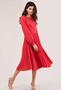 GOLD RED PLEATED DRESS