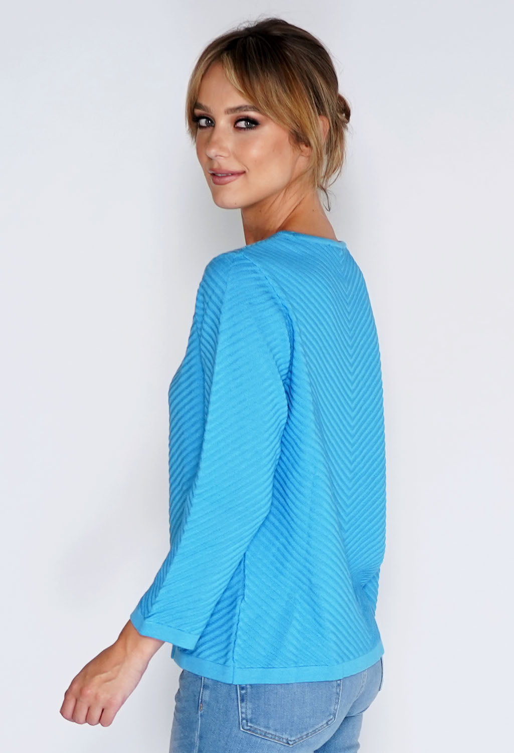 Blue Chevron Stripe Knit