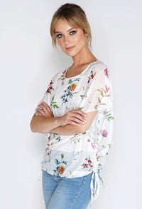 FLORAL BLOOM TIE SIDE T-SHIRT