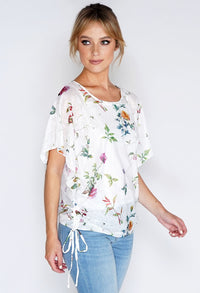 FLORAL BLOOM TIE SIDE T-SHIRT