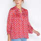 Red Printed Oversized Blouse