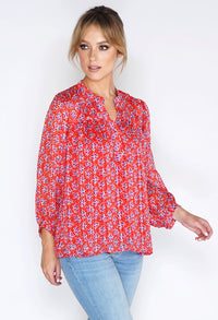 Red Printed Oversized Blouse