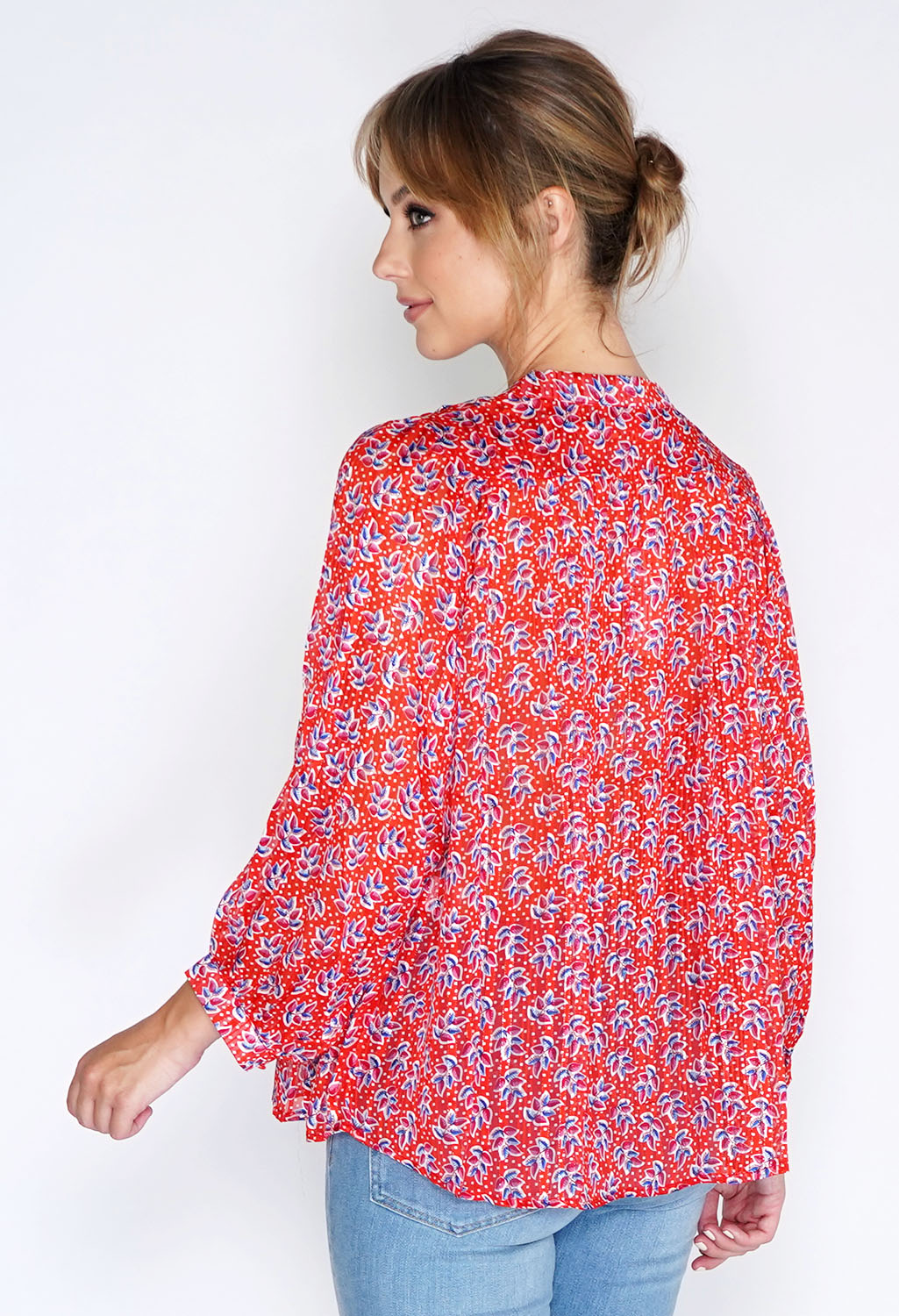 Red Printed Oversized Blouse