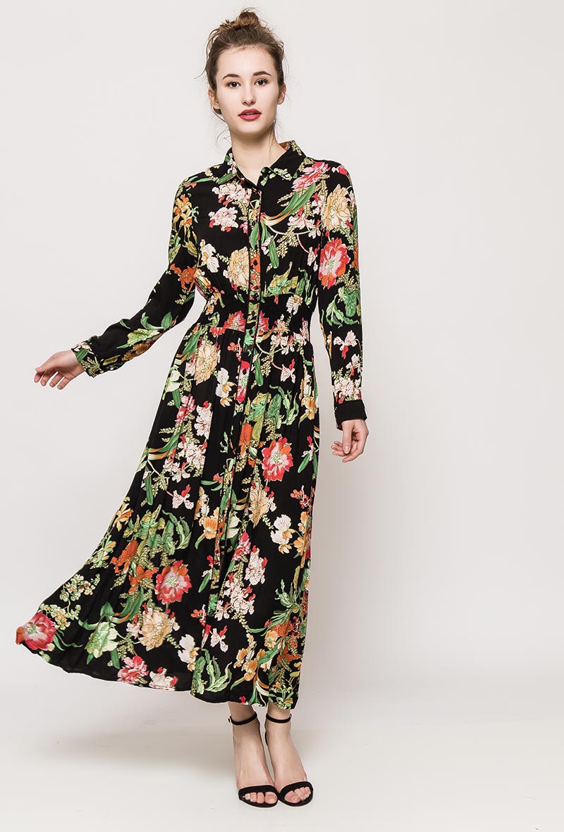 Floral shirt maxi dress