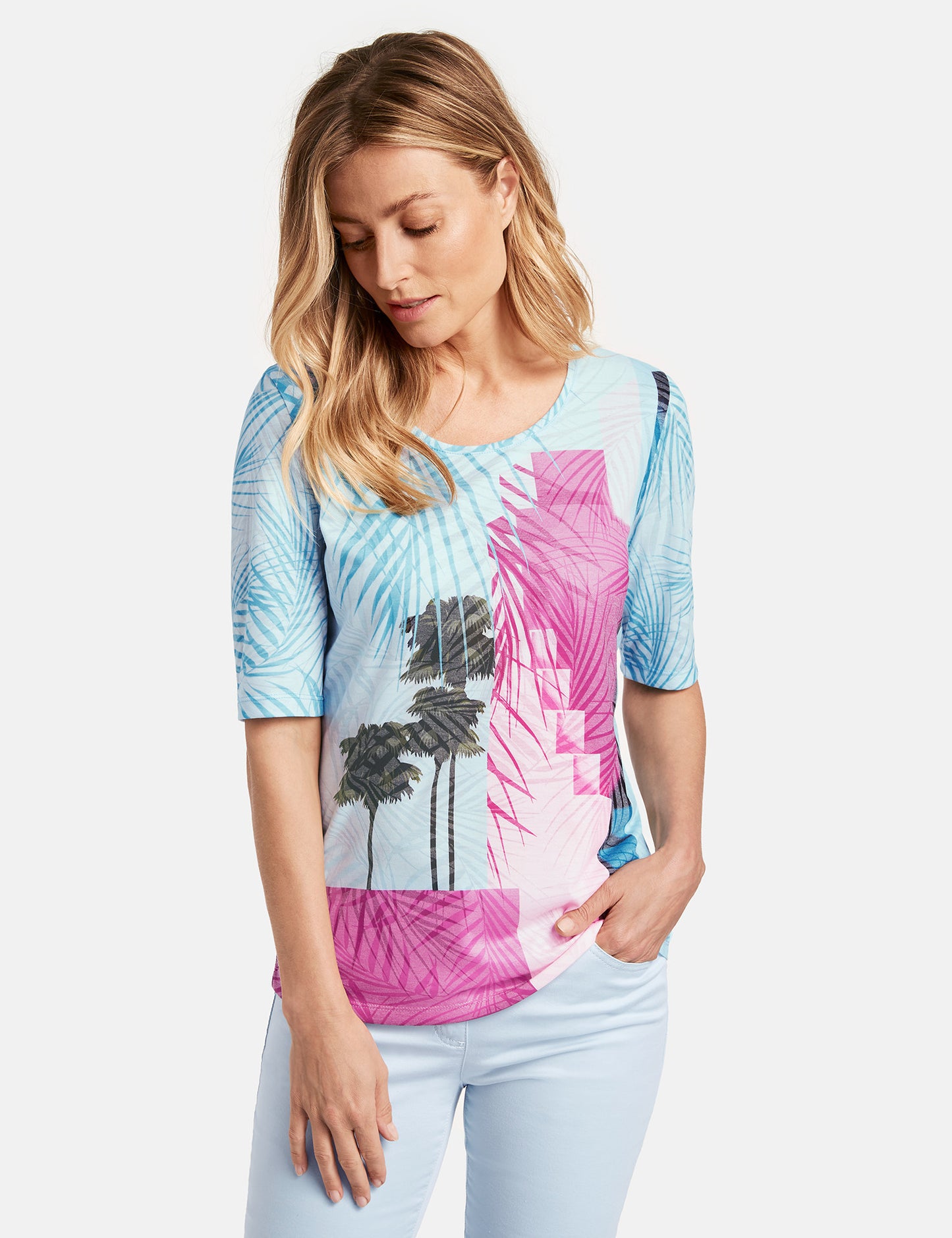 Top with a palm tree print