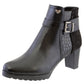 Black Leather Look Side Zip Block Heel Ankle Boot