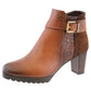 Tan Leather Look Side Zip Block Heel Ankle Boot