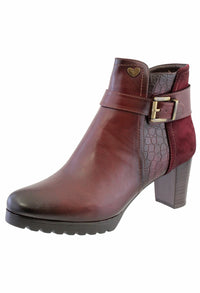 Mulberry Leather Look Side Zip Block Heel Ankle Boot,