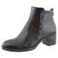 Black Leather Look Plain Front, Side Zip Block Heel Ankle Boot