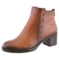 Susst Tan Leather Look Plain Front, Side Zip Block Heel Ankle Boot,