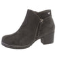 Dk Grey Microfibre Plain Front, Side Zip Block Heel Ankle Boot