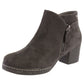 Dk Grey Microfibre Plain Front, Side Zip Block Heel Ankle Boot