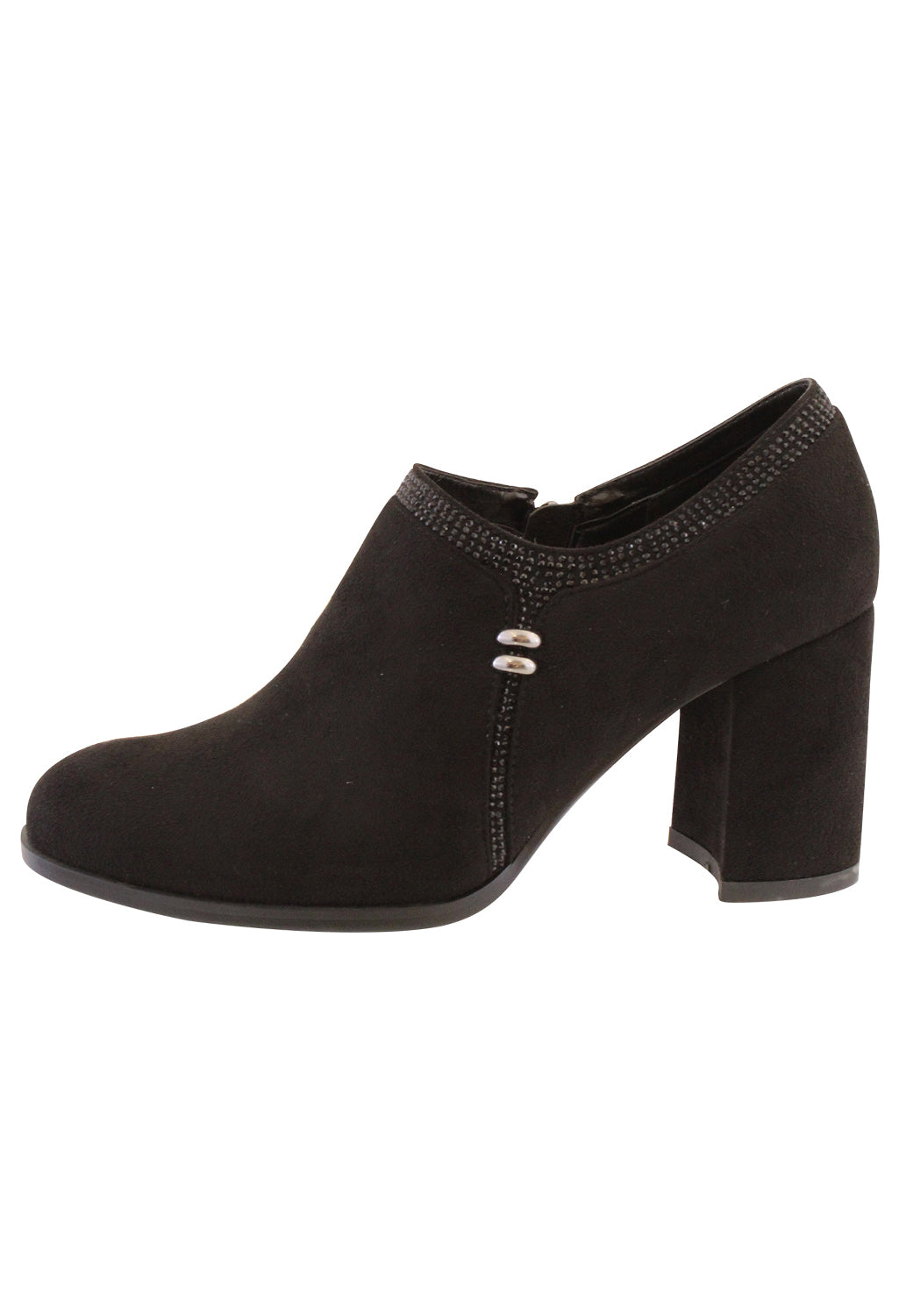 Black Microfibre Plain Front High Top Shoe