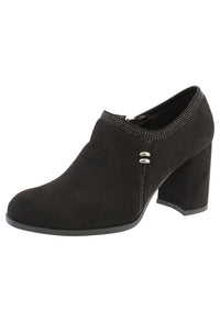 Black Microfibre Plain Front High Top Shoe