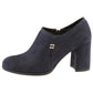 Navy Microfibre Plain Front High Top Shoe