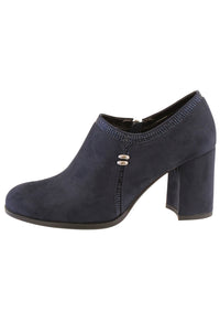 Navy Microfibre Plain Front High Top Shoe