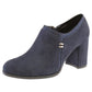 Navy Microfibre Plain Front High Top Shoe