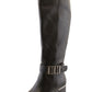 Black Leather Look Side Zip Plain Front Long Leg Boot