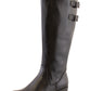 Black Leather Look Side Zip Jodhpur Long Leg Boot